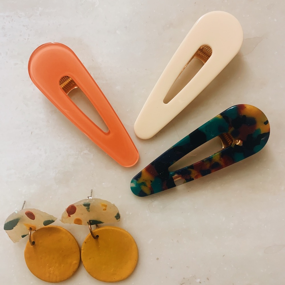 3 Clips + clay earrings